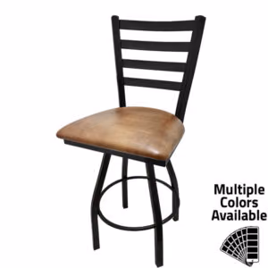 SL0301S BUC Ladderback top with Buckskin vinyl seat and counter height black powder coat metal swivel frame
