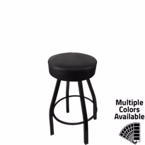 SL1132 BLK Standard Button Top in Black Vinyl with Counter Height Black PC Metal Swivel Frame