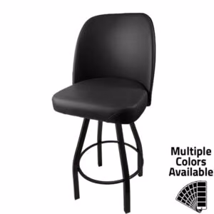 SL1136 BLK Standard Bucket in Black Vinyl with Counter Height Black Powder Coat Metal Swivel Frame