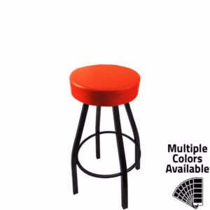 SL2132 RED Standard Button Top Barstool with Red Vinyl and Black Powder Coat Swivel Frame