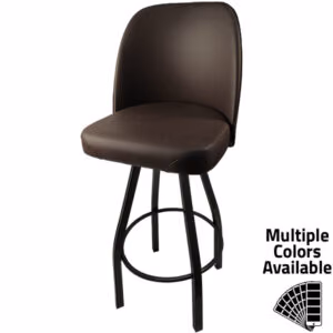 SL2136 ESP Standard Bucket Barstool with Espresso Vinyl and Black Powder Coat Swivel Frame
