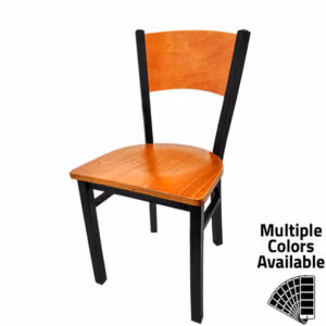 SL2150 P Plain Wood Back Black Metal Frame Chair