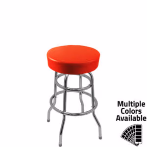 SL3129 RED XL Button Top Barstool in Red Vinyl with Double Rung Chrome Swivel Frame