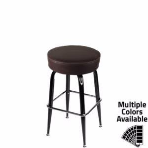 SL3135 ESP XL Button Top Barstool with Espresso Vinyl and Gloss Black Square Swivel Frame