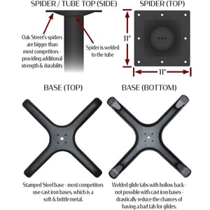 Black Stamped Steel Cross Table Base Specs 2