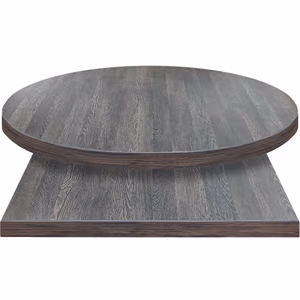 Backwoods table tops Smoked Oak laminate with coordinating 3mm PVC edge