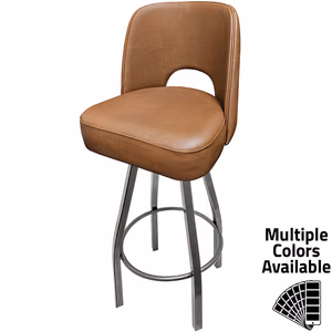 SL9136-CCS Cutout Back Bucket Barstool with Clear Coat Swivel Frame