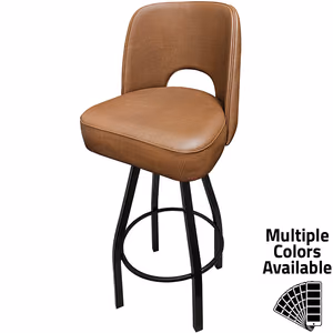 SL9136 Cutout Back Bucket Barstool with Black Swivel Frame