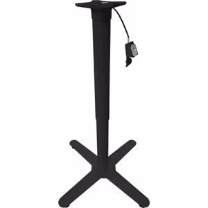 Table Base – 27″ x 27″ Cross – Black Stamped Steel – Adjustable Height – 3″ Column