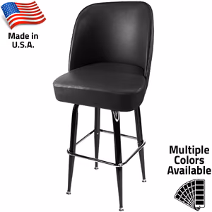 SL3133 American Made Bucket Stool – Gloss Black Square Bar Height Swivel Frame