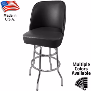 SL3134 American Made Bucket Stool – Double Rung Chrome Bar Height Swivel Frame