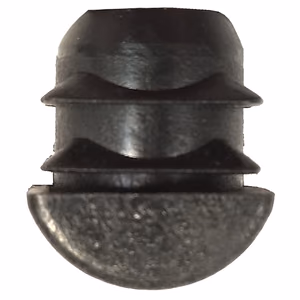 Face-on view of GL2082 black plastic glide for SL2082 and SL2089 stackable restaurant dining chairs