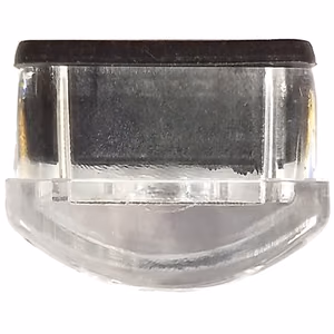 Face-on view of GL2160-CLEAR clear plastic glide for metal frame restaurant chairs and bar stools