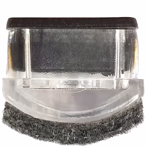 Face-on view of GL2160-FELT clear plastic glide with protective felt for metal frame restaurant chairs and bar stools
