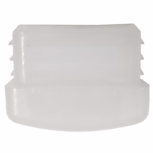 Face-on view of GL2160-WHITE white plastic glide for metal frame restaurant chairs and bar stools