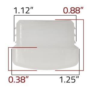 Dimensions of GL2160-WHITE white plastic glide for metal frame restaurant chairs and bar stools