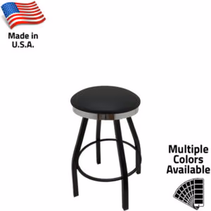 SL0117 Slimline Button Top Stool – Black Counter Height Swivel Frame