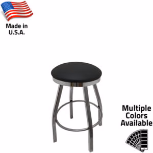 SL0117-CCS Slimline Button Top Stool – Clear Coat Counter Height Swivel Frame