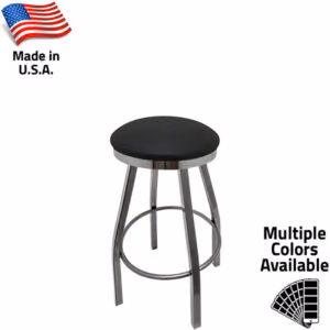 SL1117-CCS Slimline Button Top Stool – Clear Coat Bar Height Swivel Frame