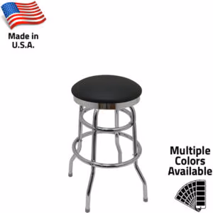 SL1131 Slimline Button Top Stool – Chrome Bar Height Swivel Frame