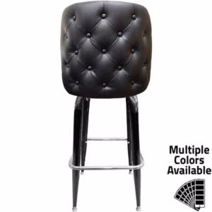 SL8133 Tufted Back Bucket Barstool with Gloss Black Square Swivel Frame