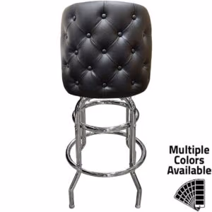 SL8134 Tufted Back Bucket Barstool with Double Rung Chrome Swivel Frame