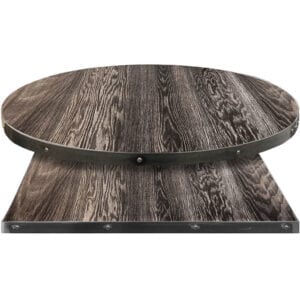 Fortress Manufactured Table Tops – Wood Veneer with Distressed Black Dye finish