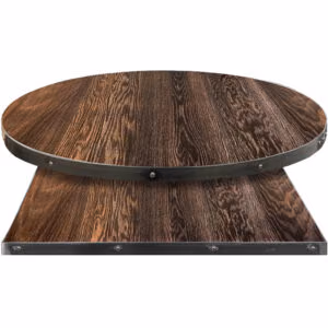 Fortress Manufactured Table Tops – Wood Veneer with Distressed Walnut Dye finish