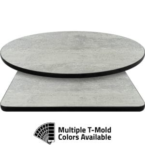 T-Mold Manufactured Table Tops – Pinnacle Snow Painted Metal Laminate