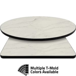 T-Mold Manufactured Table Tops – Pinnacle Modern Marble (matte) Laminate