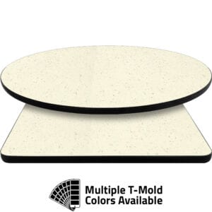 T-Mold Manufactured Table Tops – Pinnacle Flecked Quartz Laminate