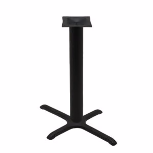 Table Base - 22" x 30" Cross - Black Stamped Steel - Counter Height - 4" Column