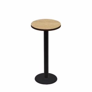 24" Round Two-Sided Oak/Walnut Quick Ship Table - Oak Up + Black Bar Height 18" Disc Base