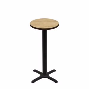 24" Round Two-Sided Oak/Walnut Quick Ship Table - Oak Up + Black Bar Height 22" x 22" Cross Base