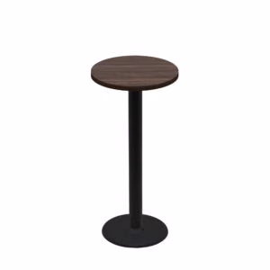 24" Round Two-Sided Oak/Walnut Quick Ship Table - Walnut Up + Black Bar Height 18" Disc Base