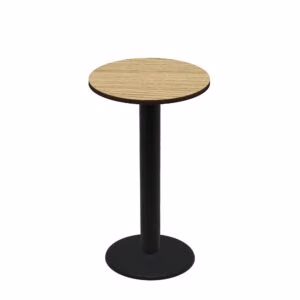 30" Round Two-Sided Oak/Walnut Quick Ship Table - Oak Up + Black Bar Height 22" Disc Base