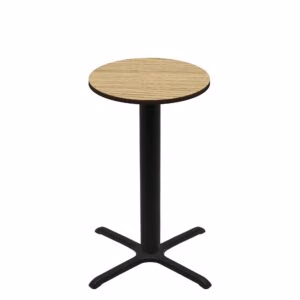 30" Round Two-Sided Oak/Walnut Quick Ship Table - Oak Up + Black Bar Height 30" x 30" Cross Base