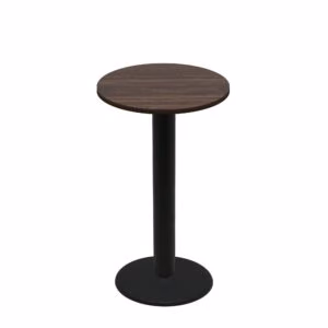 30" Round Two-Sided Oak/Walnut Quick Ship Table - Walnut Up + Black Bar Height 22" Disc Base