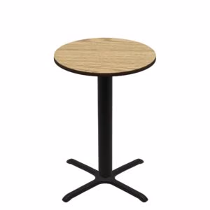 36" Round Two-Sided Oak/Walnut Quick Ship Table - Oak Up + Black Bar Height 30" x 30" Cross Base