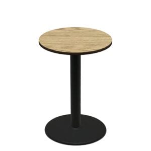 36" Round Two-Sided Oak/Walnut Quick Ship Table - Oak Up + Black Bar Height 30" Disc Base