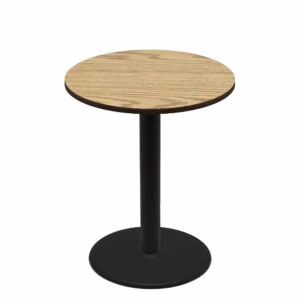 42" Round Two-Sided Oak/Walnut Quick Ship Table - Oak Up + Black Bar Height 30" Disc Base