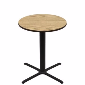 42" Round Two-Sided Oak/Walnut Quick Ship Table - Oak Up + Black Bar Height 36" x 36" Cross Base