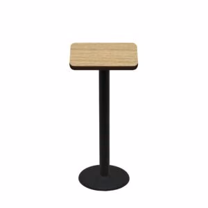 24" x 24" Two-Sided Oak/Walnut Quick Ship Table - Oak Up + Black Bar Height 18" Disc Base