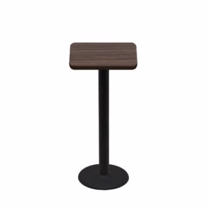 24" x 24" Two-Sided Oak/Walnut Quick Ship Table - Walnut Up + Black Bar Height 18" Disc Base