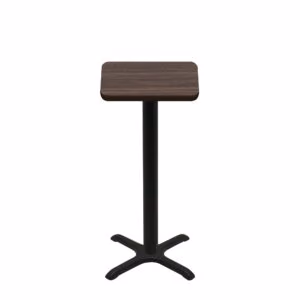 24" x 24" Two-Sided Oak/Walnut Quick Ship Table - Walnut Up + Black Bar Height 22" x 22" Cross Base