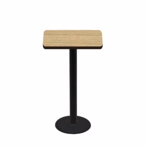 24" x 30" Two-Sided Oak/Walnut Quick Ship Table - Oak Up + Black Bar Height 18" Disc Base