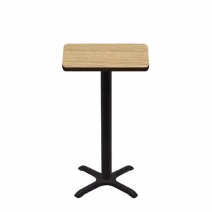 24" x 30" Two-Sided Oak/Walnut Quick Ship Table - Oak Up + Black Bar Height 22" x 22" Cross Base