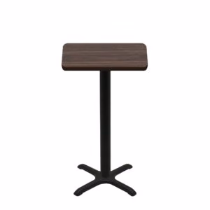 24" x 30" Two-Sided Oak/Walnut Quick Ship Table - Walnut Up + Black Bar Height 22" x 22" Cross Base