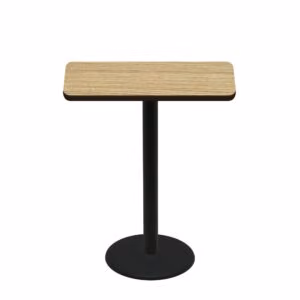 24" x 42" Two-Sided Oak/Walnut Quick Ship Table - Oak Up + Black Bar Height 22" Disc Base