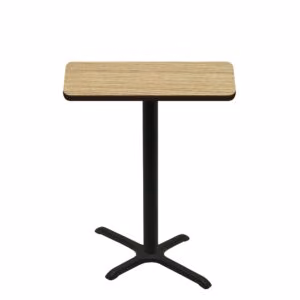 24" x 42" Two-Sided Oak/Walnut Quick Ship Table - Oak Up + Black Bar Height 22" x 30" Cross Base